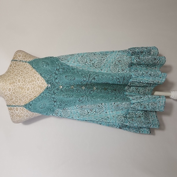 Miss Me SZ L Seafoam Green Floral Strap Lace Ruffle Hem Sleeveless Cami Top Boho - Picture 2 of 15